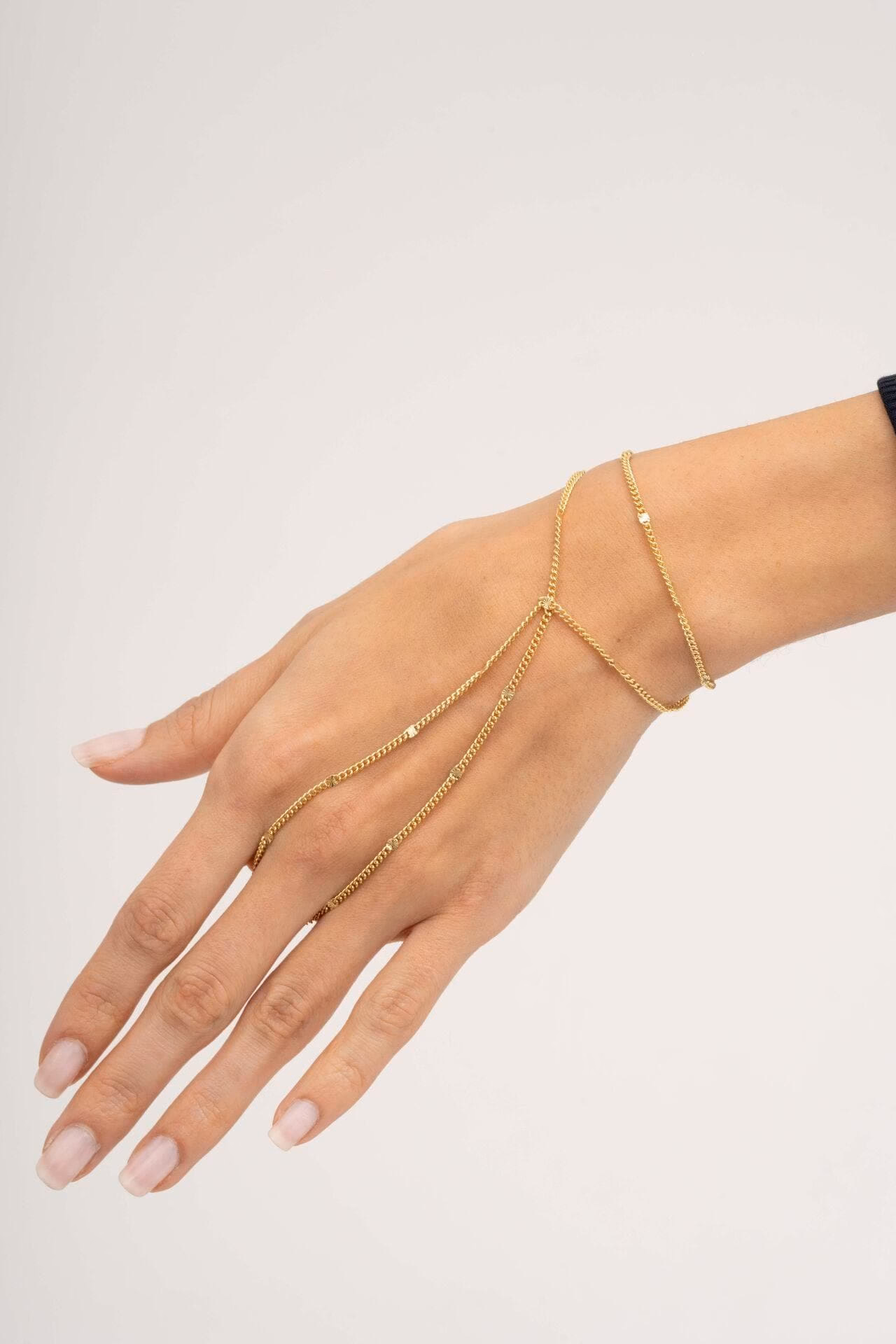 Handmade Gold Plated 925 Sterling Silver Hand Chain Double Wrap Sahmeran Bracelet - Image 3