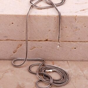 Handmade Oxidized 925 Sterling Silver Wire Wrapped Chain Necklace 55cm