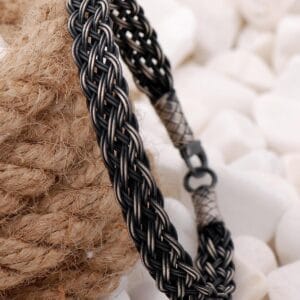 Handmade Kazaziye Woven 1000 Fine Silver Mens Bracelet Antique Finish
