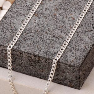 Handmade 925 Sterling Silver Curb Chain Necklace 4mm 50cm for Men