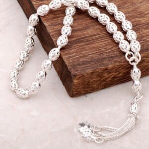 Handmade 925 Sterling Silver Filigree Tasbih Prayer Beads Rosary