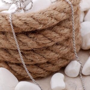 Handmade Italian Rope Chain Necklace 925 Sterling Silver Rhodium Plated Twist Chain