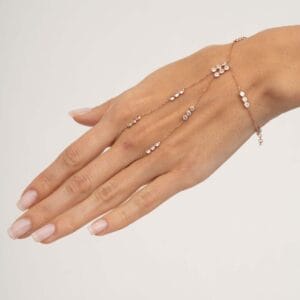 Rose Gold Plated 925 Sterling Silver Hand Harness Bracelet Zircon Dainty Slave Bracelet Bohemian Hand Chain Ring Jewelry for Women