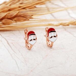 Handmade Enamel Santa Claus 925 Sterling Silver Kids Earrings