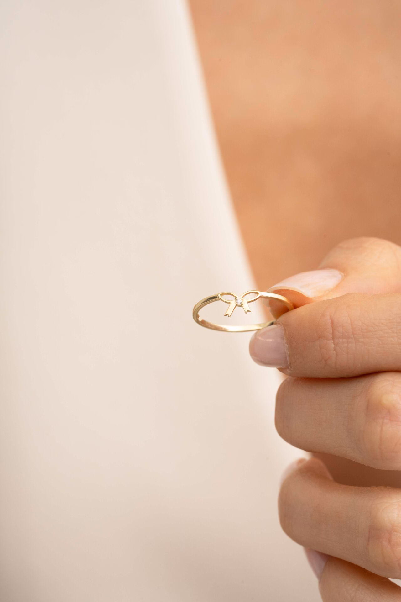 Handmade Dainty Bow Ring 925 Sterling Silver Gold Plated Minimalist Ring - Image 4