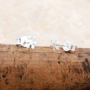 Handmade Snowflake Stud Earrings 925 Sterling Silver Minimalist Small Studs 5mm