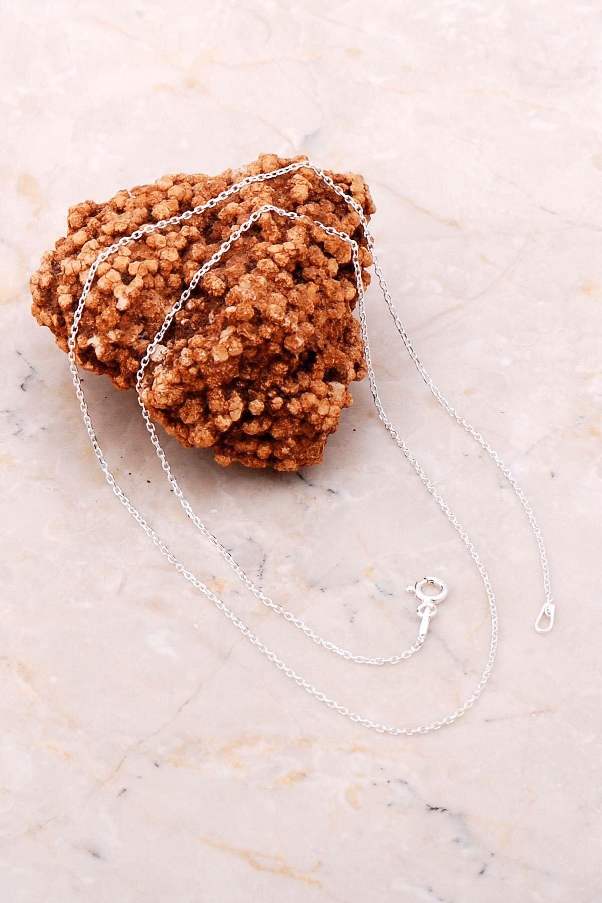 Handmade 925 Sterling Silver Thin Cable Chain Necklace, 45cm Delicate Minimalist Silver Layering Necklace