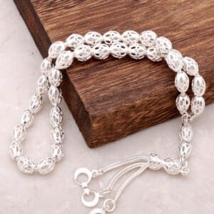 Handmade Crescent Star Filigree 925 Sterling Silver Prayer Beads