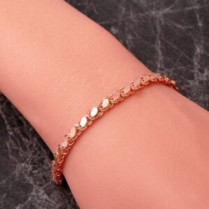 Handmade Rose Gold Barley Chain Bracelet 925 Sterling Silver Sequin Halep Chain