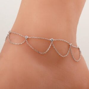 Handmade Zircon Dangling Chain 925 Sterling Silver Anklet