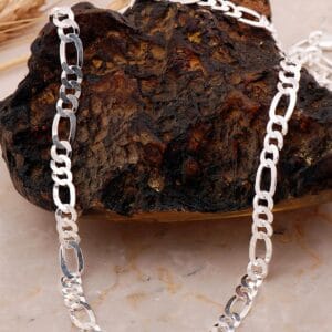 Handmade Engraved Italian Figaro 925 Sterling Silver Men Chain Necklace 6mm
