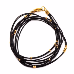 Handmade Gold Plated Multi Strand Cord Necklace Layering Rope Chain