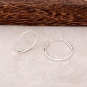 Handmade 925 Sterling Silver Medium Hoop Earrings Minimalist Everyday Hoops