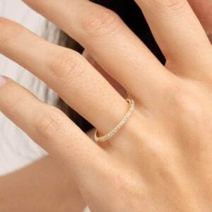 Handmade Gold Plated 925 Sterling Silver Half Eternity Ring Thin Zirconia Stacking Band