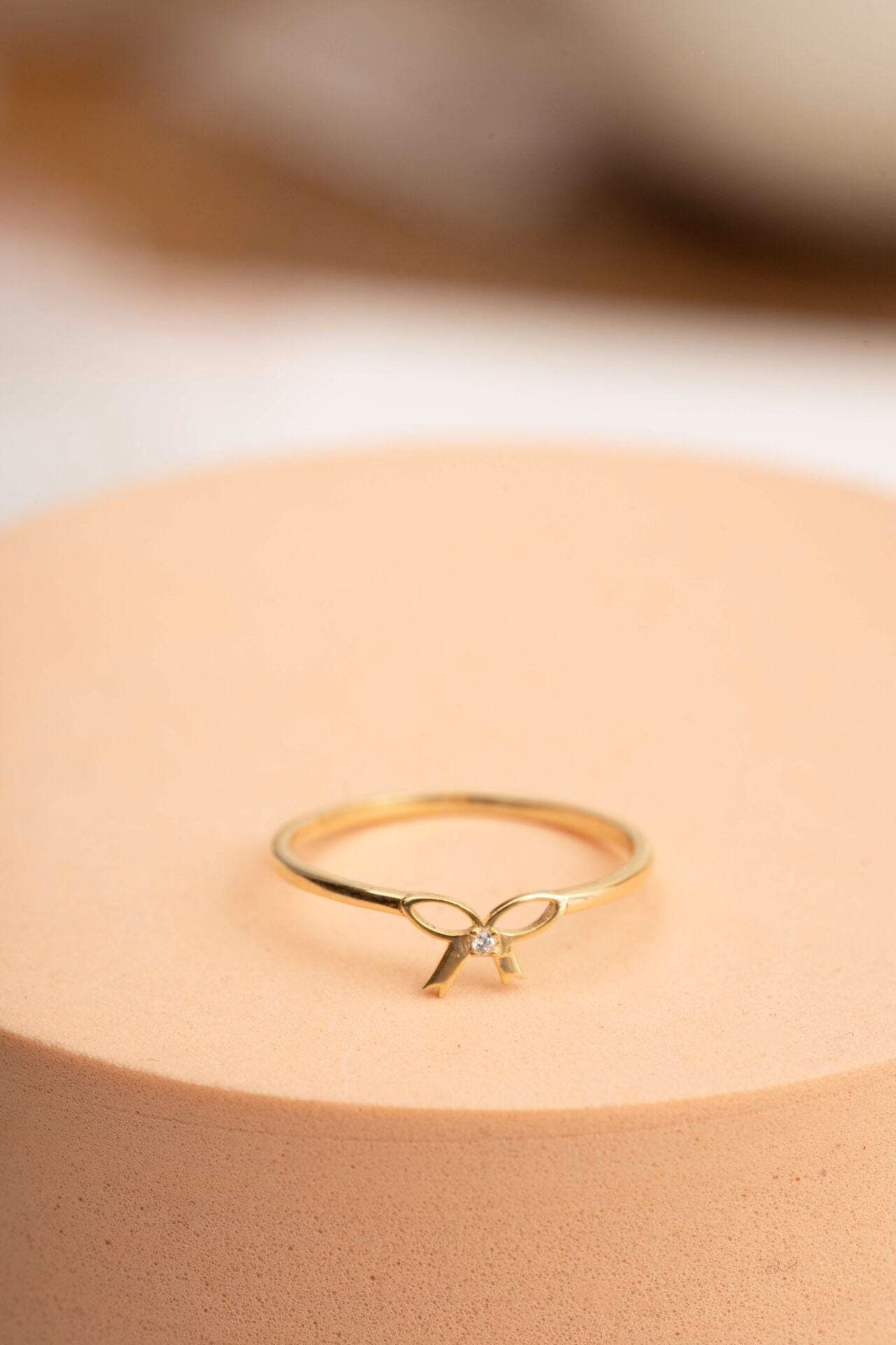 Handmade Dainty Bow Ring 925 Sterling Silver Gold Plated Minimalist Ring - Image 5