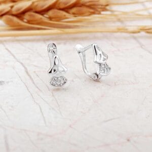Handmade Kids Enamel Earrings 925 Sterling Silver White Rhodium Plated Delicate Studs