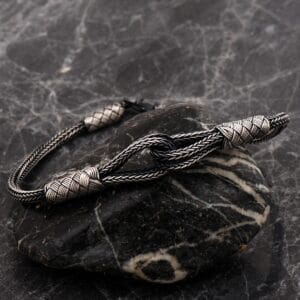 Handmade Kazaziye Knot Silver Mens Bracelet Antique Woven Fine Silver Bracelet Commitment Symbol Gift for Him