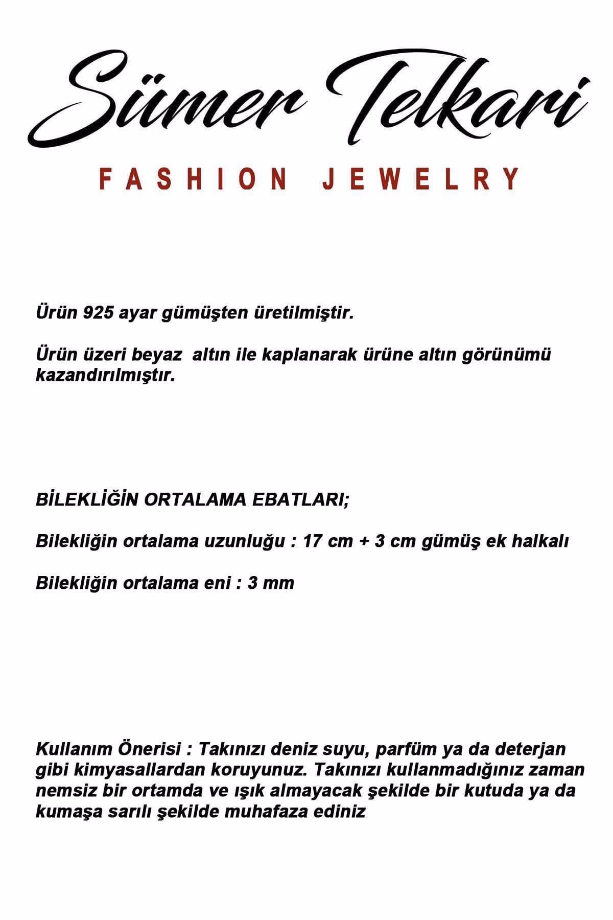 Rodyumlu 925 Ayar Gümüş Taşlı Zincir Bileklik 4916 - Image 4