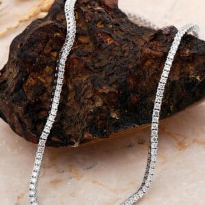 Handmade 2.5mm Cubic Zirconia Tennis Necklace 925 Sterling Silver Rhodium Plated Classic Choker