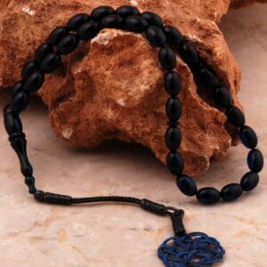 Handmade Fire Amber Rosary Prayer Beads Woven Kazaziye 1000 Fine Silver Tassel