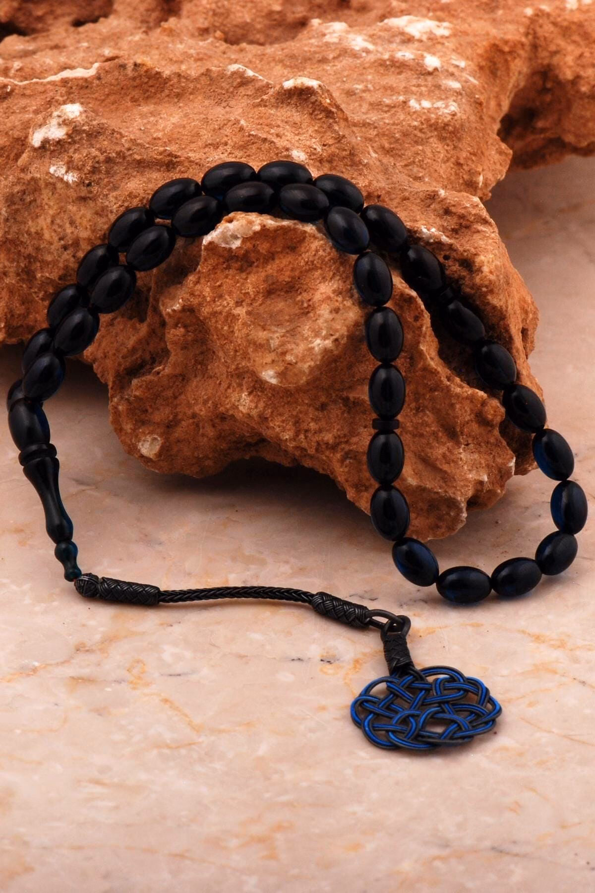 Handmade Fire Amber Rosary Prayer Beads Woven Kazaziye 1000 Fine Silver Tassel