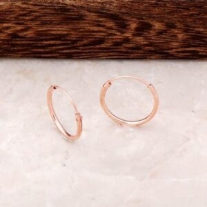 Handmade Rose Gold Plated Minimal Hoop Earrings 925 Sterling Silver Small Hoops