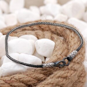 Handmade Kazaziye Woven 1000 Fine Silver Mens Bracelet Antique Oxidized Silver Bracelet