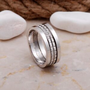 Handmade 8mm Silver Mens Wedding Band 925 Sterling Silver Ring