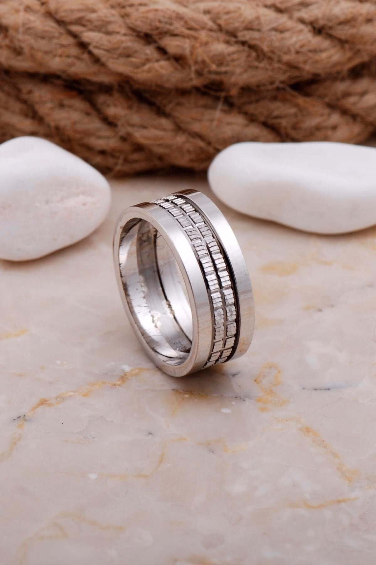 Handmade 8mm Silver Mens Wedding Band 925 Sterling Silver Ring