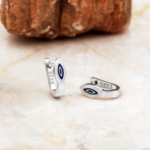 Handmade Enamel Evil Eye 925 Sterling Silver Kids Earrings