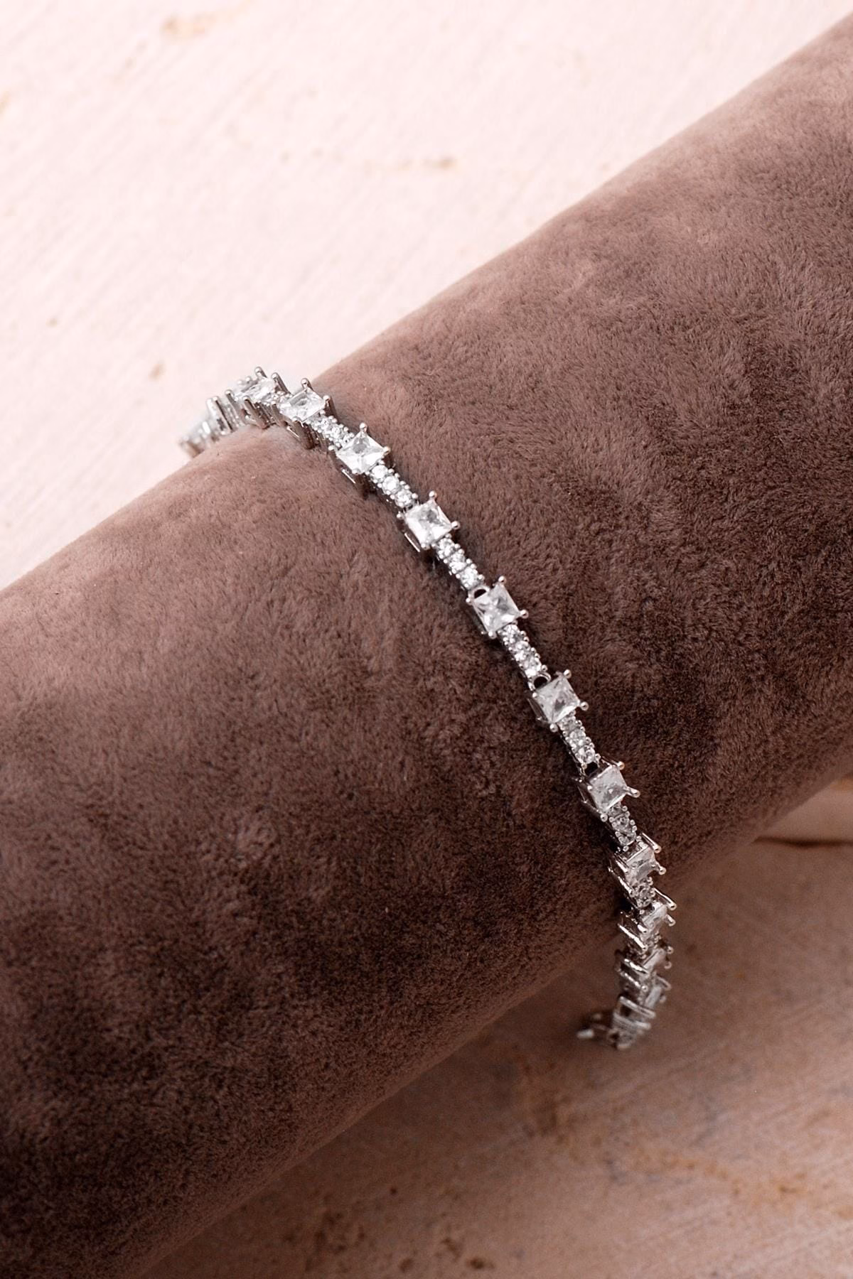 Square CZ Tennis Bracelet 925 Sterling Silver Rhodium Plated Dainty Sparkly Line Bracelet Modern Elegant Jewelry Gift for Her - Image 3