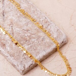 Handmade Gold Plated Sequined 925 Sterling Silver Disc Necklace
