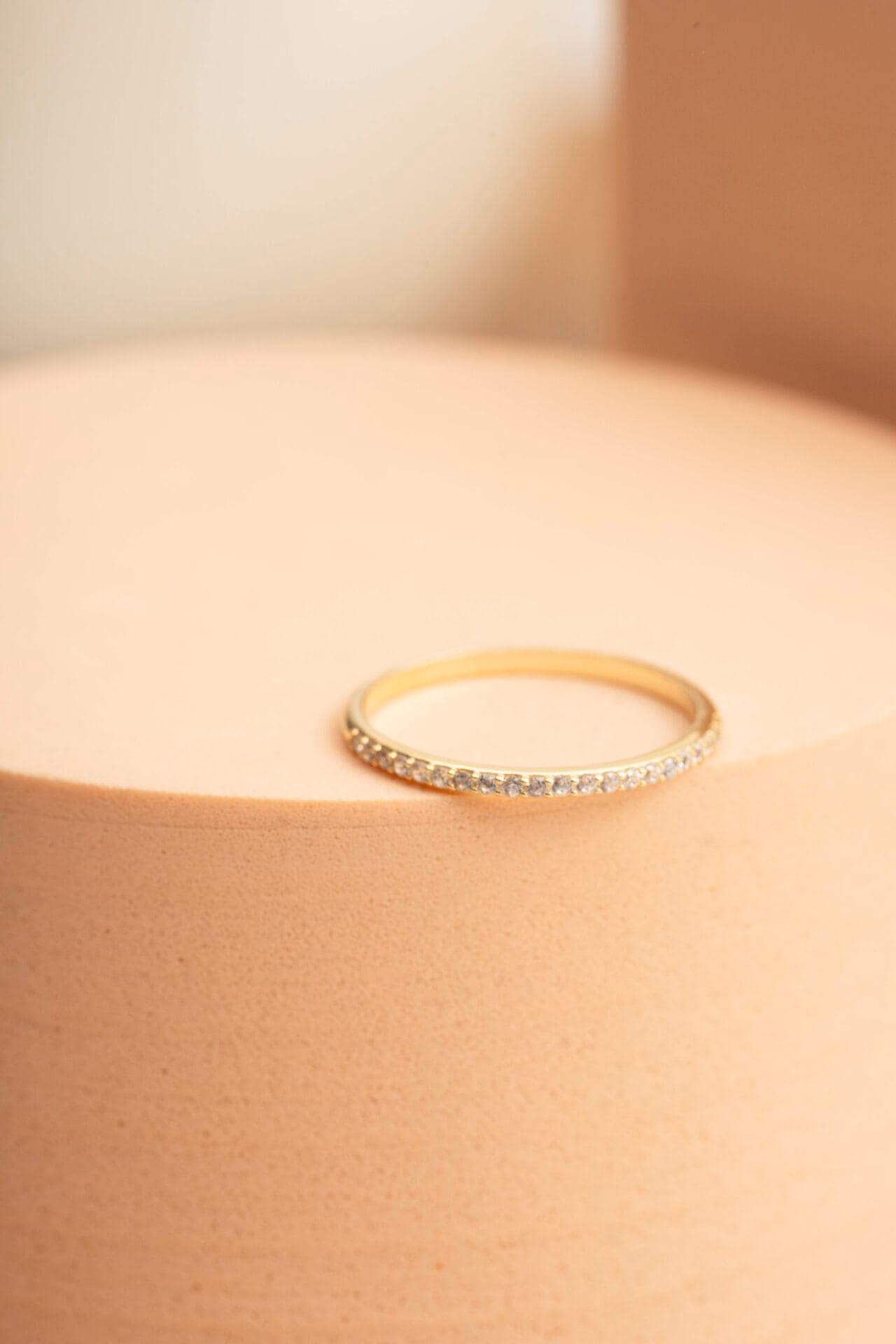 Handmade Gold Plated 925 Sterling Silver Half Eternity Ring Thin Zirconia Stacking Band - Image 9
