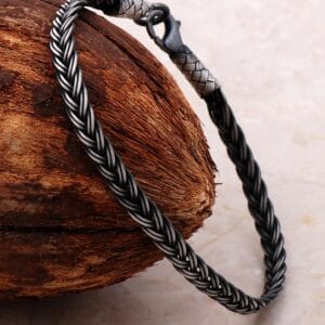 Handmade Kazaziye 1000 Fine Silver Men Bracelet Woven Vintage Silver Cuff