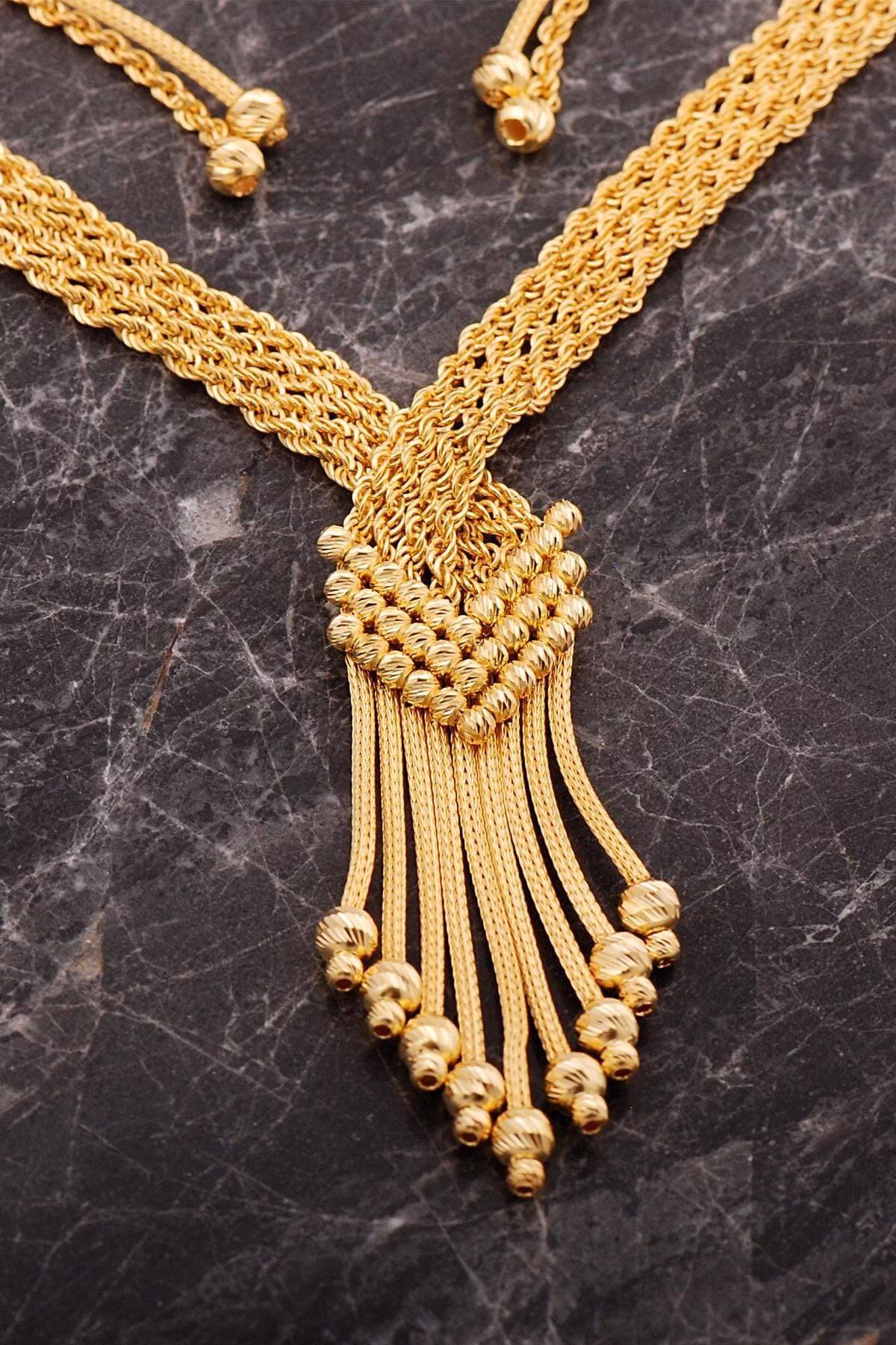 Handmade 22k Gold Plated 925 Sterling Silver Woven Jewelry Set Midyat Filigree Rope Dorika Necklace Bracelet Earrings Set for Women - Image 4